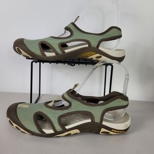 Merrell Sol Olive Womens Green Walking Slip on Open Heel Sandals Shoes Sz 7